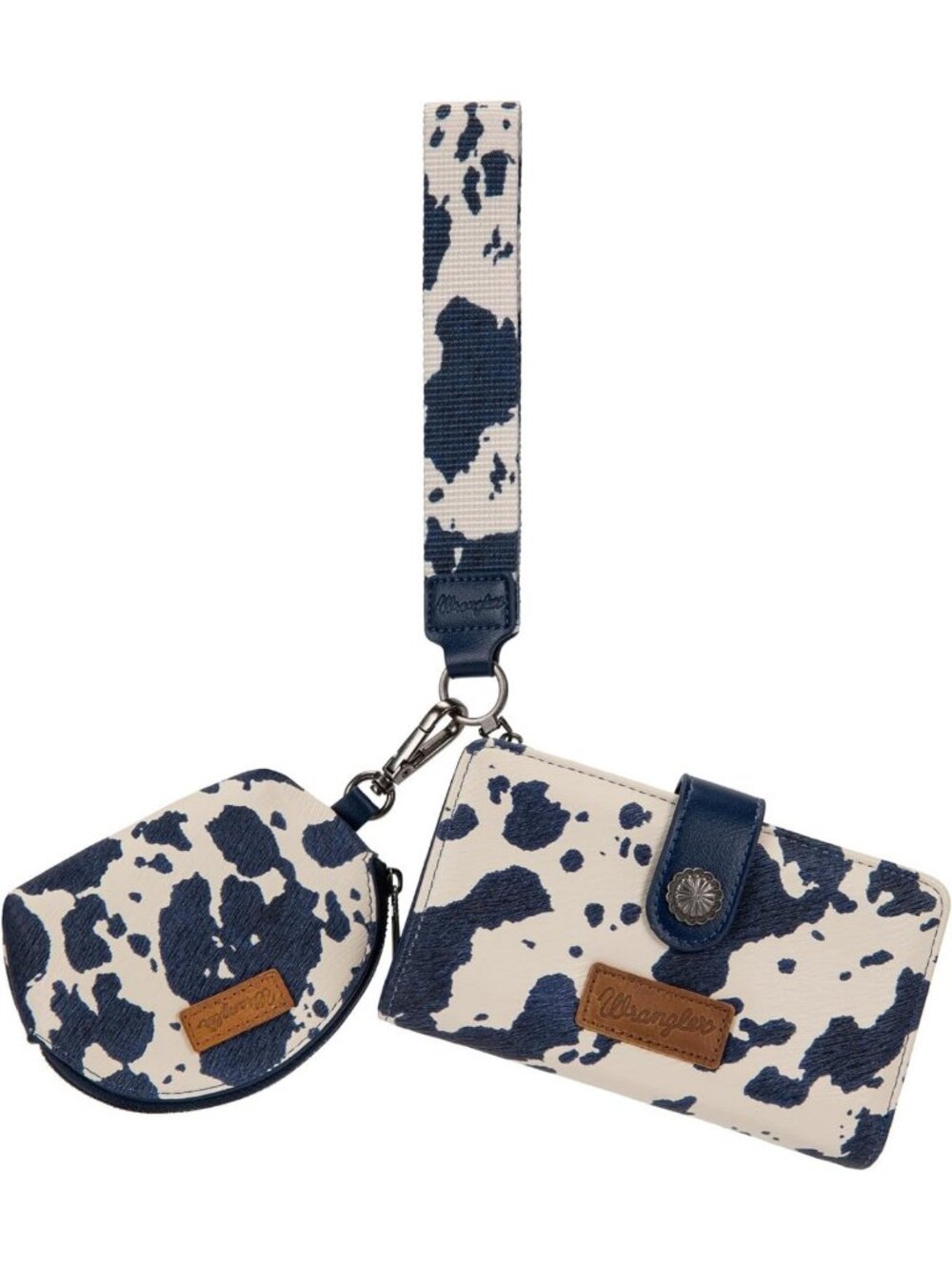 Western Cow Print Dual Pouch Wristlet Keychain Wallet for Women - Stylish
